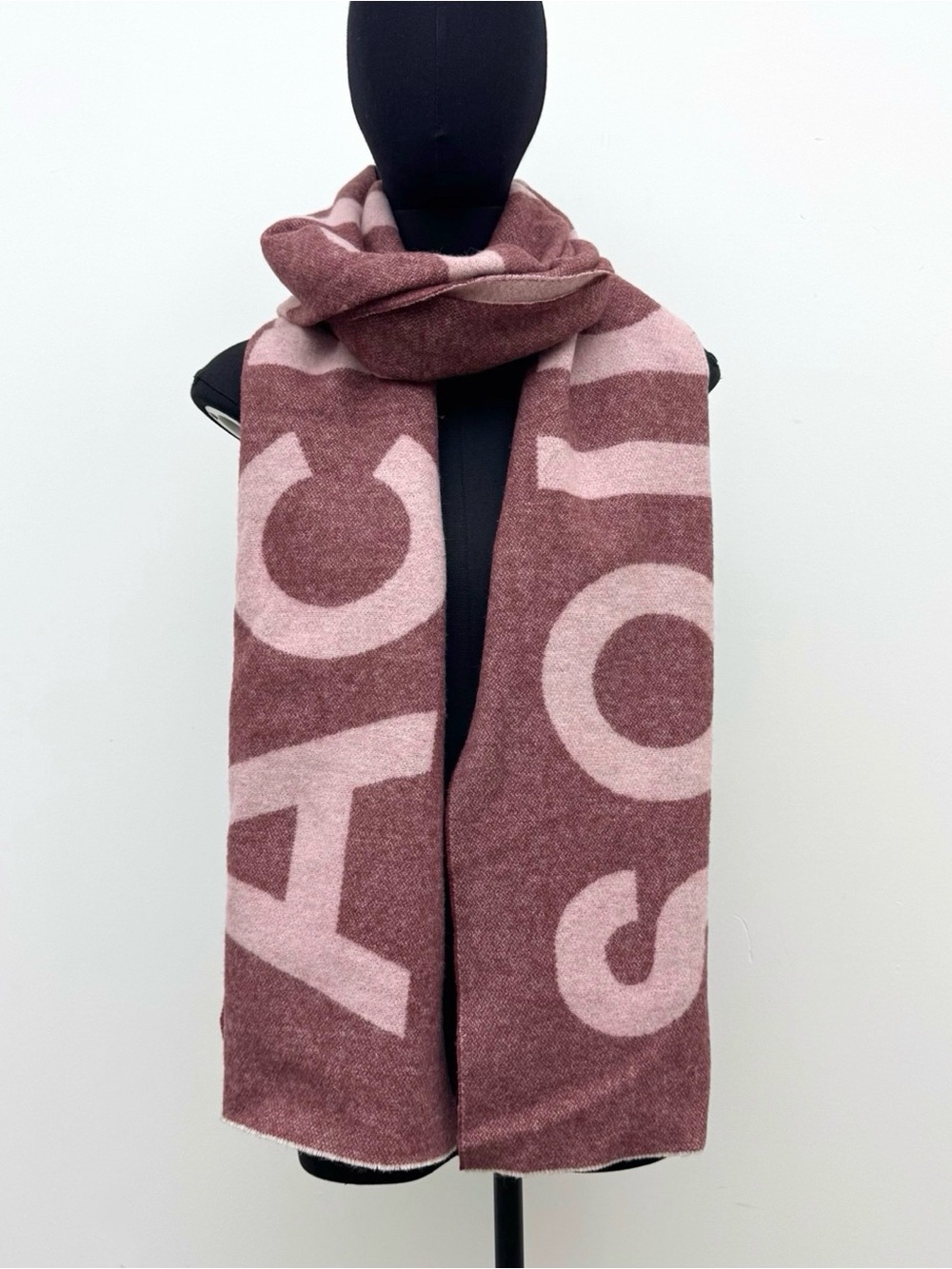 Acne Oversized Logo Scarf in Rose and Blush